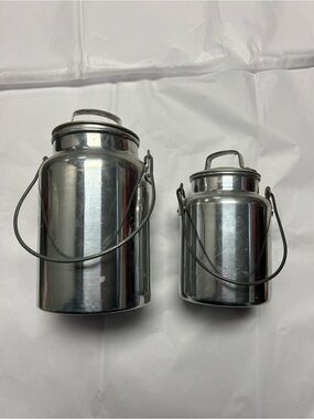 Vintage Leyse Set of 2 Vintage Milk Cream Stainless Canisters w/ lids